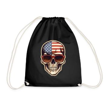 Skull, Sunglasses, USA, America, Gift - Drawstring Bag - black - Front