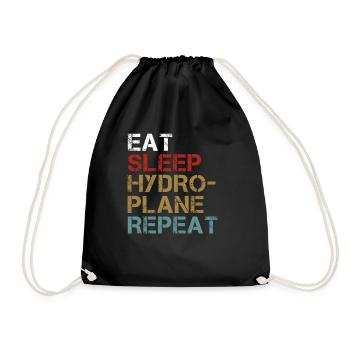 Eat Sleep Hydroplane Racing Repeat Funny Player - Drawstring Bag - black - Front