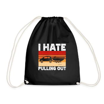 Funny boat boat captain pulling out - Drawstring Bag - black - Front