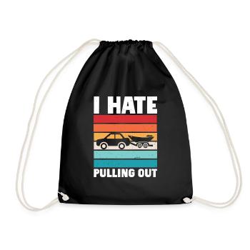 Funny boat boat captain pulling out - Drawstring Bag - black - Front