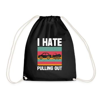 Funny boat boat captain pulling out - Drawstring Bag - black - Front
