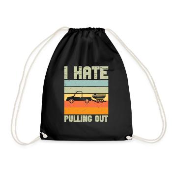 Funny boat boat captain pulling out - Drawstring Bag - black - Front