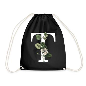 lettre T botanique vert - Sac de sport léger - noir - Devant