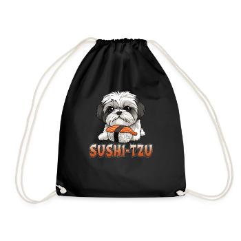 Sushi Tzu Shih Tzu Hund Lustiges Sushi-Design - Turnbeutel - Schwarz - Vorne