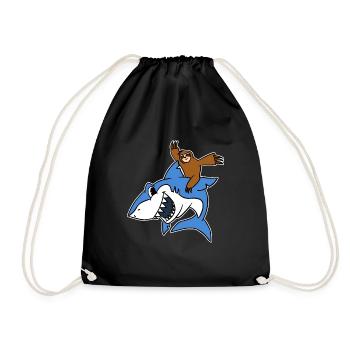 Paresseux Riding Shark TShirt Drôle Animal Lent - Sac de sport léger - noir - Devant
