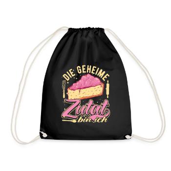 Backen und Kochen, Geheime Zutat Bin Ich - Turnbeutel - Schwarz - Vorne