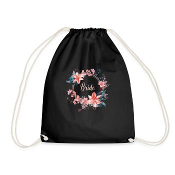 Bridal Flower Wreath Young Donkey Nose Chied Flowers - Drawstring Bag - black - Front