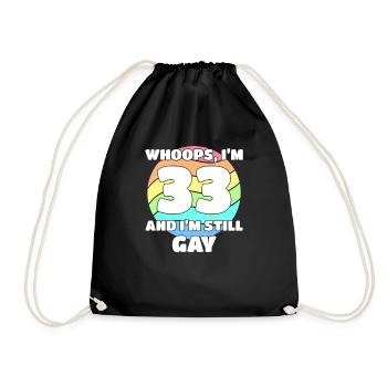 Lustige Gay Pride - 33. Geburtstag 33 BDay Lesbisch - Turnbeutel - Schwarz - Vorne
