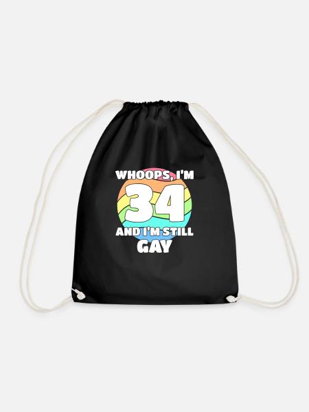 Lustige Gay Pride - 34. Geburtstag 34 BDay Lesben - Turnbeutel - Schwarz