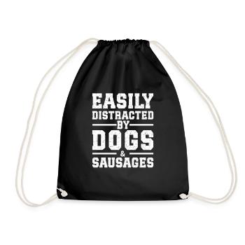 Easily Distracted By Dogs & Sausages - Turnbeutel - Schwarz - Vorne