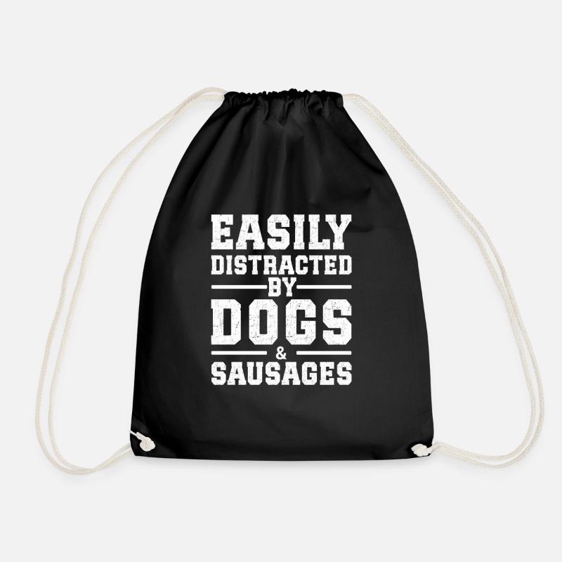 Easily Distracted By Dogs & Sausages - Turnbeutel - Schwarz