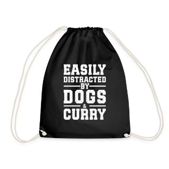 Easily Distracted By Dogs & Curry - Drawstring Bag - black - Front