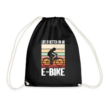 Electric Bike Cycling Biker E-Bike - Drawstring Bag - black - Front