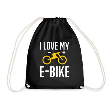 Electric Bike Cycling Biker E-Bike - Drawstring Bag - black - Front