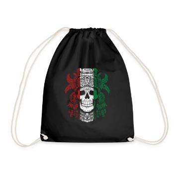 Alte mexikanische Schädel Maya Azteken Azteken König Maske - Turnbeutel - Schwarz - Vorne