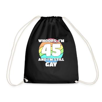 Funny Gay Pride - 45th Birthday 45 BDay Lesbian - Drawstring Bag - black - Front