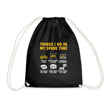 Electric Bike Cycling Biker E-Bike - Drawstring Bag - black - Front