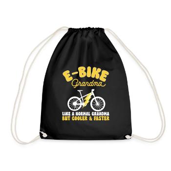 Electric Bike Cycling Biker E-Bike - Drawstring Bag - black - Front