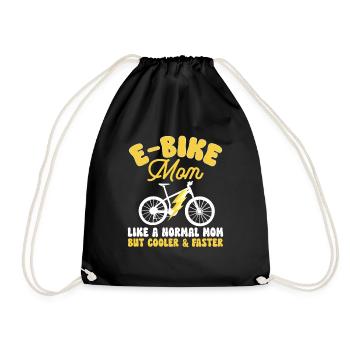 Electric Bike Cycling Biker E-Bike - Drawstring Bag - black - Front