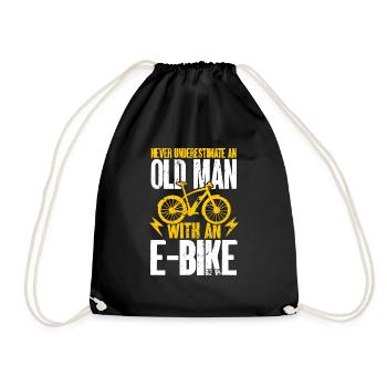 Electric Bike Cycling Biker E-Bike - Drawstring Bag - black - Front
