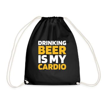 Beer Beer Lover Funny Cardio Quote - Drawstring Bag - black - Front