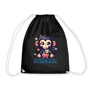 I get a sibling brother sister - Drawstring Bag - black - Front