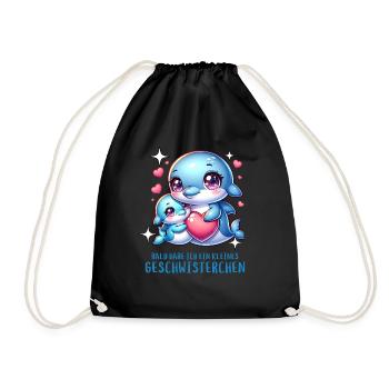 I get a sibling brother sister - Drawstring Bag - black - Front