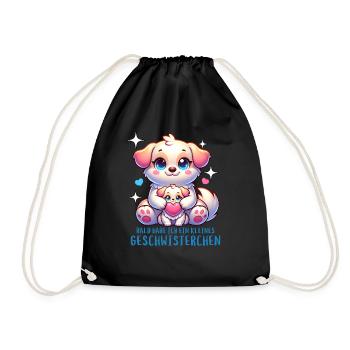 I get a sibling brother sister - Drawstring Bag - black - Front