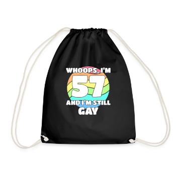57. Geburtstag 57 BDay Lesbisch Schwul Bi Trans - - Turnbeutel - Schwarz - Vorne