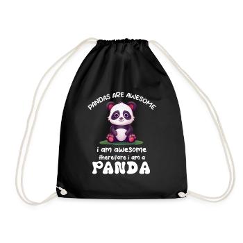 Panda Panda Bear Funny - Drawstring Bag - black - Front