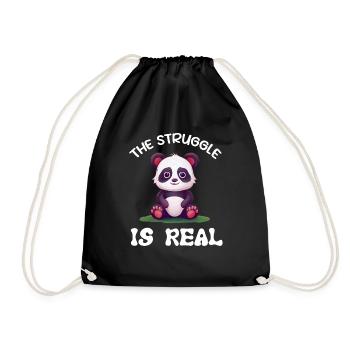 Panda Panda Bear Funny - Drawstring Bag - black - Front
