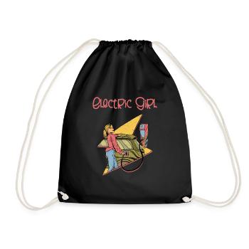 Electric Girl EV Driver Electric Vehicle - Drawstring Bag - black - Front