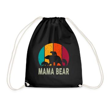 Mama Bear 3 Kids Funny Mother's Day Mother Gift - Drawstring Bag - black - Front