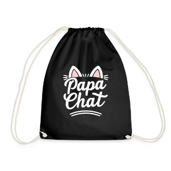 Papa Katze Geschenk Humor Vatertag - Turnbeutel - Schwarz - Vorne