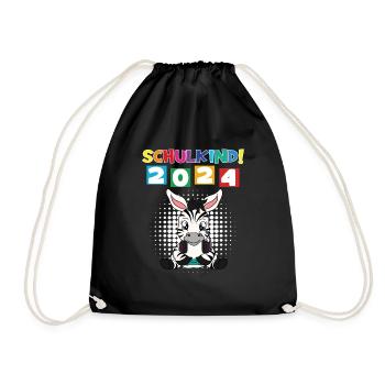 Schulkind 2024 Einschulung Schulanfang - Turnbeutel - Schwarz - Vorne