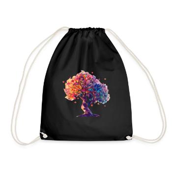 GeometricTree - Drawstring Bag - black - Front
