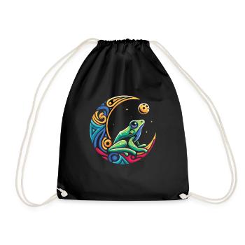 Frog Toad Tribal Moon - Drawstring Bag - black - Front