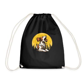 Brittany Spaniel Moon Howling - Turnbeutel - Schwarz - Vorne
