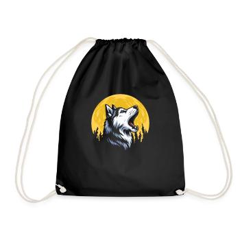 Siberian Husky Moon Howling - Turnbeutel - Schwarz - Vorne