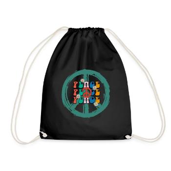 Hippie 60er Jahre Design - Turnbeutel - Schwarz - Vorne