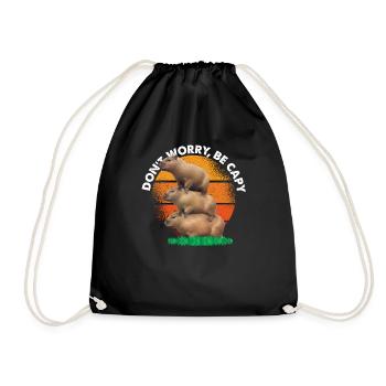 Don't be Worry, Be Capy - Vintage Retro Three - Drawstring Bag - black - Front