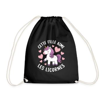 Just a Girl Who Loves Unicorns Funny Gift - Drawstring Bag - black - Front