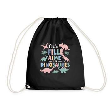 Nur ein Mädchen, das Dinosaurier liebt Geschenk - Turnbeutel - Schwarz - Vorne
