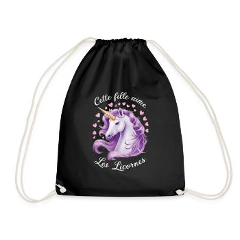 Just a Girl Who Loves Unicorns Funny Gift - Drawstring Bag - black - Front