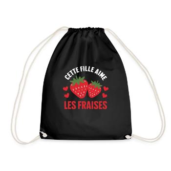 Just a Girl Who Loves Strawberries Funny Gift - Drawstring Bag - black - Front