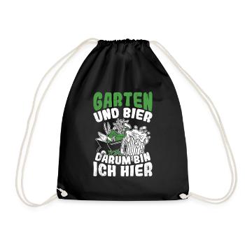 Garten Und Bier Darum Bin Ich Hier Sauftour Bier G - Turnbeutel - Schwarz - Vorne