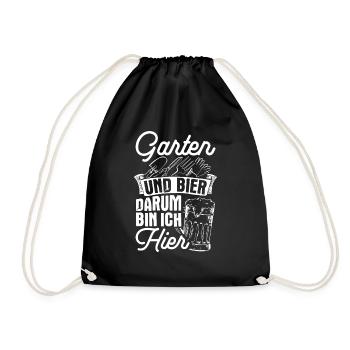 Garten Und Bier Darum Bin Ich Hier Sauftour Bier G - Turnbeutel - Schwarz - Vorne