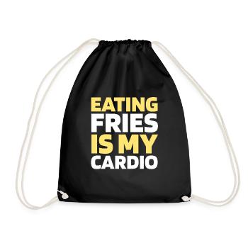 Pommes Frittes Fritten Funny Cardio Quote - Turnbeutel - Schwarz - Vorne