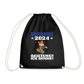 Schulkind 2024 Einschulung Schulanfang - Turnbeutel - Schwarz - Vorne