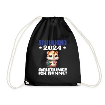 Schulkind 2024 Einschulung Schulanfang - Turnbeutel - Schwarz - Vorne